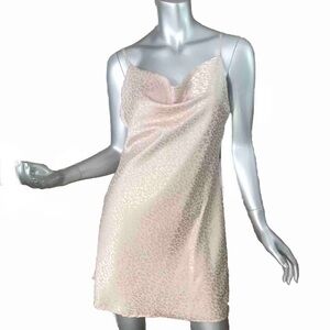 Audrey 3+1 Women’s Size Small Cowl Neck Beige Gold Leopard Mini Slip Dress